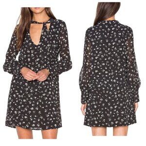 Wildfox Adore Black and White Floral Print Long Sleeve Dress, Size S
